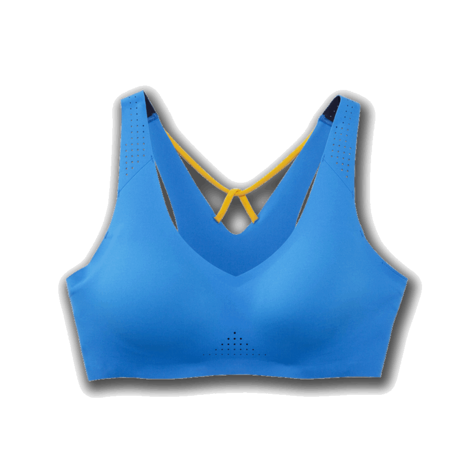 Brooks Dare V Neck Run Biustonosz Niebieski Bolt-Saffron